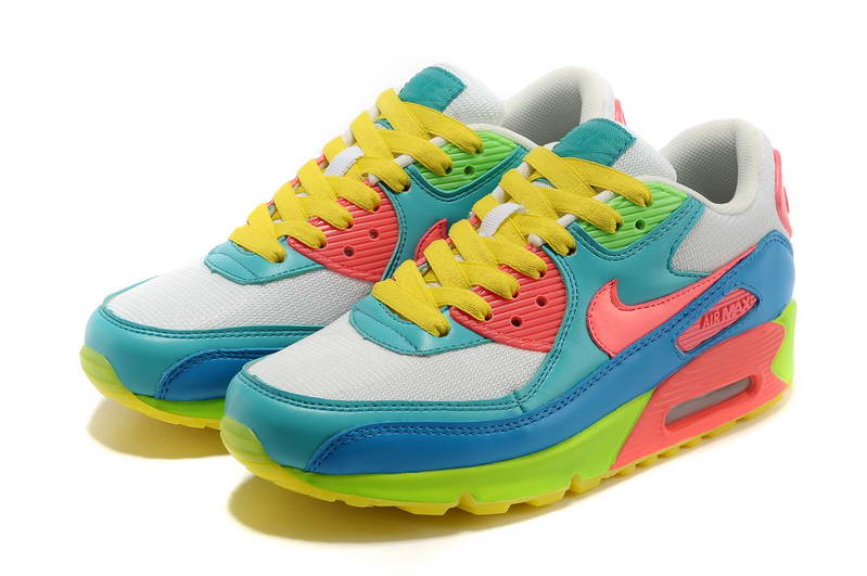 Nike Air Max 90 Chaussures Femmes arc-Blanc Rose Bleu Orange (4)